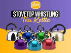 YBM Home Stainless Steel Stovetop Whistling Tea Kettle 3L with Handle, Induction Compatiable - Purple - Image 2