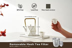 Toptier Cast Iron Teapot, Stovetop Safe Japanese Cast Iron Tea Kettle, Diamond Design Tea Pot with Removable Infuser for Loose Tea, 30 Ounce (900 ml), White - Image 4