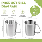 Stainless Steel Metal Measuring Cup w/Handle for Liquid,48&16oz - Image 2