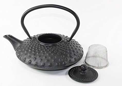 Japanese Antique 24 Fl Oz Black Dot Hobnail Chinese Cast Iron Teapot Tetsubin with Infuser + Gift Bow - Image 2