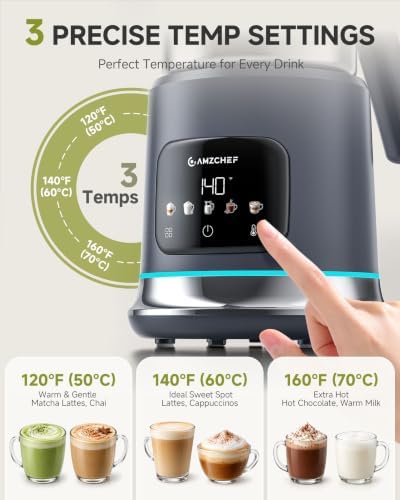 AMZCHEF 5-in-1 Milk Frother and Steamer with IH Heating & Adjustable Temp - Image 4