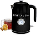 Nostalgia Retro Electric Kettle,1.7L Enamel-Coated Stainless Steel - Black by Nostalgia