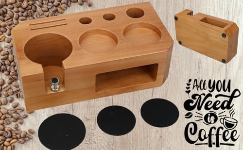 Espresso Tamping Station With Tools - 58mm - Includes Tamper, Distributor, Dosing Funnel & Brush - Wooden Coffee Tamper Station - Espresso Organizer & Portafilter Holder, Best Gift for Coffee Lovers - Image 5