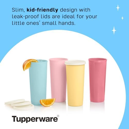 Tupperware Tumbler Set in Multicolor, 12 Count, Dishwasher Safe and BPA Free (12 Tumblers, 12 Lids, 16 fl oz each) - Image 5