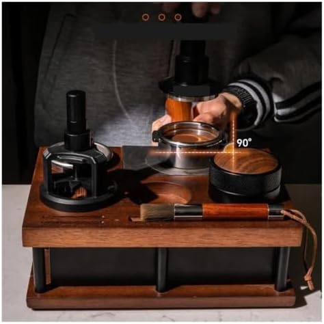 51-58mm Coffee Tamper Station Stand With Knock Box Wooden Coffee Organizer Box For Portafilter Tamper Distributor &Puck Screen(Square-Spring) - Image 6