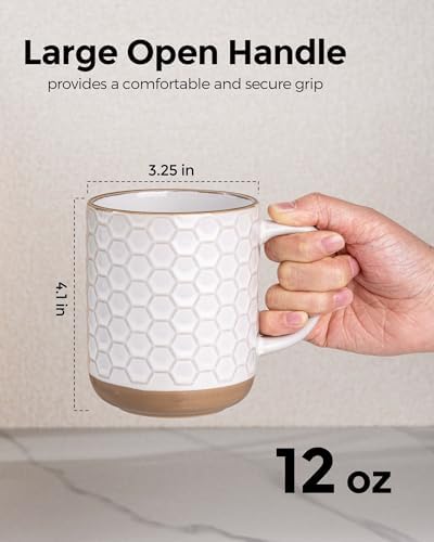 GBhome Coffee Mugs Set of 4, 12 oz White Coffee Cups with Large Handle - Image 3
