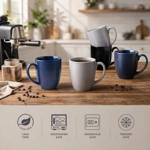 AmorArc 16 oz Coffee Mugs Set of 6, Large Ceramic Coffee Cups Set - Image 4