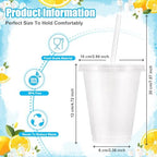 24 Pcs Plastic Tumblers with Lids and Straws, Reusable Cups with Lids Plastic Colorful Cups for Party Birthday, Iced Coffee Cup Travel Mug Cold Drink Tumblers Bulk (16 oz, White) - Image 3