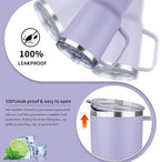 20oz Insulated Tumbler with Handle Stainless Steel Travel Coffee Mug with Lid and Straw Double Wall Vacuum Leak-proof Reusable Thermal Water Cup for Hot and Cold Drinks (Multicolor-6,4 Pack) - Image 5