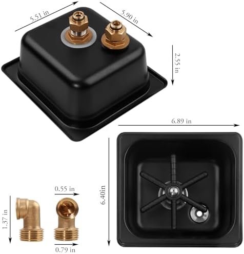 YBB Cup Washing Machine Rinser Pitcher, Black Glass Cleaning Rinser for Bar Cafe Pan Dimensions Rinser (6.9" x 6.4" x 2.6") - Image 2