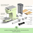 Laekerrt Espresso Machine 20 Bar Espresso Maker CMEP01 with Milk Frother Steam Wand, Professional Expresso Machine for Cappuccino and Latte (Stainless Steel, Green) Gift for Dad, Father, Coffee Lovers - Image 7