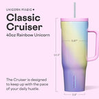 Corkcicle Cruiser Tumbler with Handle & Straw, 40 oz, Rainbow Unicorn - Image 2