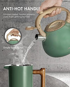 Poliviar Tea Kettle, 2.7 Quart Seaweed Green Finish with Wood Pattern Handle Loud Whistle Food Grade Stainless Steel Teapot, Anti-Hot Handle and Anti-Rust, Suitable for All Heat Sources (JX2020-SB30) - Image 3