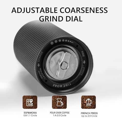 TIMEMORE Manual Coffee Grinder Stainless Steel Espresso Coffee Bean Grinder with Foldable Handle Chestnut C3 ESP PRO Internal Adjustable Setting, Double Bearing Positioning Black - Image 4
