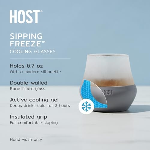 Host Tasting Glass FREEZE, Whiskey Tasting Glasses with Active Cooling Gel, Whiskey Lover Gifts, Gray 6.7oz Set of 2 - Image 2