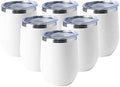 HASLE OUTFITTERS 12oz Wine Tumbler with Lid Stemless Wine Glasses Double Wall Vacuum Travel Mugs stainless steel Coffee Cup for Cold & Hot Drinks Wine Coffee Cocktails Beer 6 Pack White by HASLEOUTFITTERS