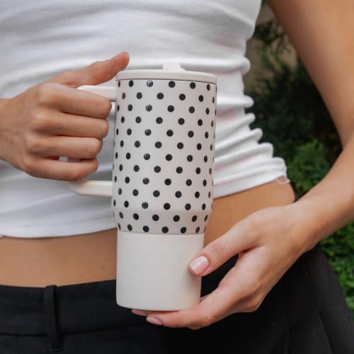 HydroJug Polka Dot Traveler 20oz Kids Insulated Tumbler, French Vanilla - Image 6