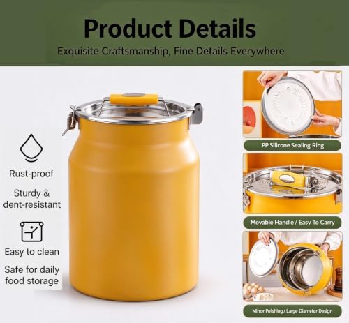 Stainless Steel Rice Storage Bucket Kitchen Food Organization Flour Grain Coffee Bean Cereal Airtight Canister(10L,Light Blue) - Image 6