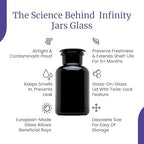 Infinity Jars 1L (34 Fl oz) Black Ultraviolet Blocking Glass Apothecary Jar Airtight Smell‑Proof Refillable Container for Herbs, Spices, Tea & Essential Oils - Image 6