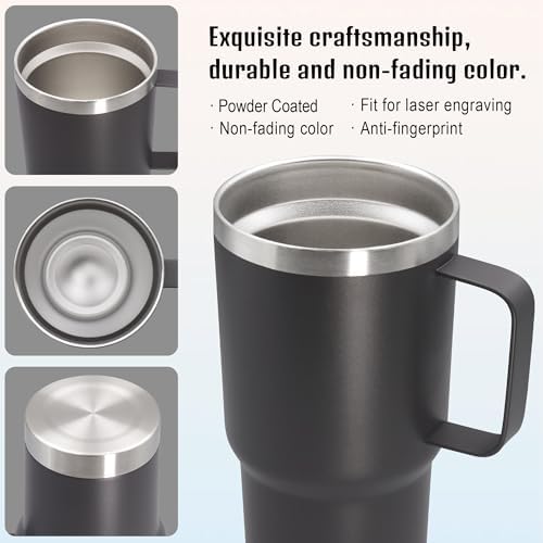 20 oz Tumbler with Handle and Lid Insulated Travel Coffee Mug Grey 6P - Image 5