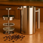 Red Ember Stainless Steel French Press 1L Cafetiere – Double Wall Insulated Coffee Maker, Unbreakable & Rust-Proof with 3-Layer Filter for Smooth, Rich Brew – Ideal for Home, Camping & Gifts - Image 2