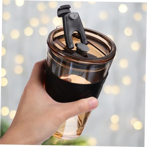 COHEALI Glass Water Bottle with Straw and Lid 450ml, 2pcs Cold Brew Drinking Cups with Silicone Sleeve, Reusable Beverage Tumblers for Juice, Coffee, and Beer in Blue and Amber - Image 7