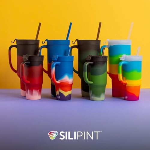 Silipint 32oz Silicone Humbler Tumbler with Handle, Flip Lid and Straw – BPA-Free, Non-Toxic, Unbreakable, Microwave, Dishwasher Safe – Perfect for Tea, Cold Water, Drippy - Pack of 2 - Image 6