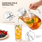 2 Pack Glass Pitcher with Lid and Handle for Fridge, Iced Tea and Coffee Carafe Beverage Serveware, 2 Liters/68 oz Heat Resistant Borosilicate Water Jug for Hot/Cold Drinks - Image 3