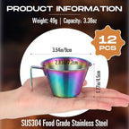 Honeydak 12 Pcs Stainless Steel Espresso Shot Cup 3.4 Oz/ 100 ml Espresso Measuring Cup with Spout and Handle Stainless Steel Coffee Shot Glasses Scale Metal Coffee Measuring Accessories(Colorful) - Image 2