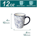 vancasso SELENE Coffee Mugs Set of 6, 12 Oz Porcelain Coffee Cups with Handle, Ceramic Tea Cup for Cappuccino, Latte, Tea, Cocoa, Dishwasher & Microwave Safe Gift Sets, Vintage Blue - Image 2