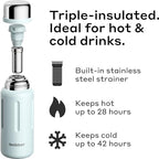 BOBBER 26 oz Stainless Steel Thermo Flask with Removable Tea Infuser & Cup – Keeps Hot 28 Hours, Cold 42 Hours – BPA-Free, Dishwasher Safe for Outdoor, Work, Home (Light Blue) - Image 2