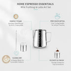 Milk Frothing Pitcher Set with Latte Art Molds, Needle, and Powder Shaker for Home Espresso - Image 5