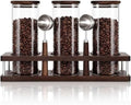 Suclain 3 Pcs 34 oz Glass Coffee Grounds Container with Shelf Glass Coffee Bean Storage Canisters with Airtight Lid and Measuring Spoon Food Storage Jars for Kitchen Sugar (Delicate Style) by Suclain