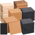 Ferrochef 150 Pcs Wooden Coasters for Craft Unfinished Coasters Bulk 4 Inch Square Coaster Include Acacia Slate Cork Pine for DIY Stained Painting Crafts Wood Laser Engraving Home Favors by Ferrochef