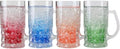 Lily's Home Insulated Double Wall Gel-Filled Acrylic Frosted Freezer Beer Glasses, Great for Enjoying Brews at BBQs and Parties, Clear with Assorted Color Bases (14 oz. Each, Set of 4) - Mug Shape by LilysHome