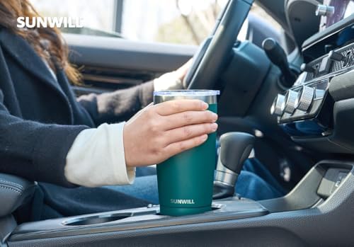 SUNWILL Travel Coffee Mug with Lid, 20 oz Tumbler Set of 2, Insulated Stainless Steel Cup for Drinks， Water, Tea, Powder Coated Forest Green & Plum - Image 6