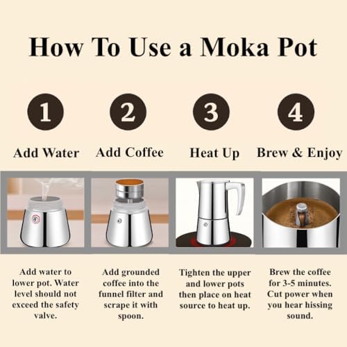 Stainless Steel Stovetop Espresso Maker with Reducer (6 Cups) - Image 5