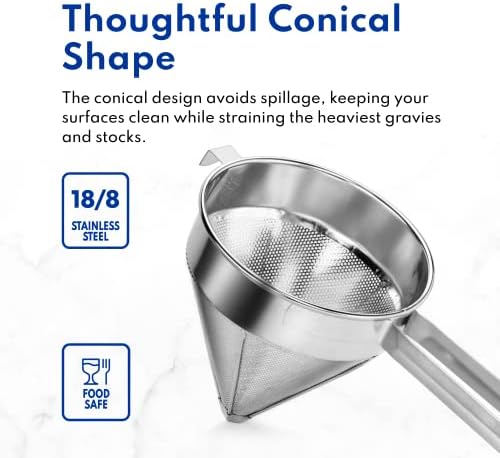 New Star Foodservice 34127 18/8 Stainless Steel China Cap Strainer, 10-Inch, Fine Mesh - Image 7