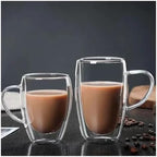 Coffee Mug 4 Sizes Heat Resistant Clear Double Wall High Borosilicate Glass Mug with Handle Coffee Milk Juice Water Cup Espresso Shot Glass(450ml) - Image 7