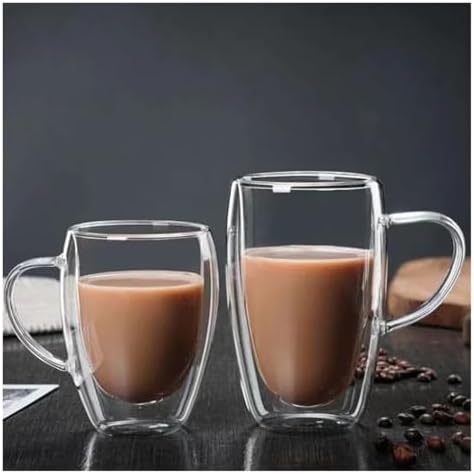 Coffee Mug 4 Sizes Heat Resistant Clear Double Wall High Borosilicate Glass Mug with Handle Coffee Milk Juice Water Cup Espresso Shot Glass(450ml) - Image 7