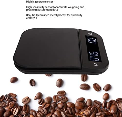 Electric Kitchen Food Scale 5kg/0.1g with Peeling Function, Digital Coffee Scale, Flat Weighing Platform, Brushed Metal, Timing and PC Features (5kg) - Image 4