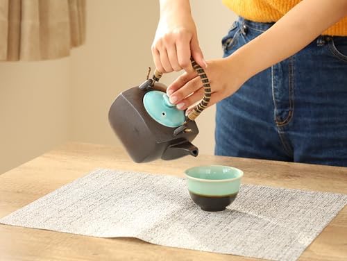 Ocean Blue Tea Set: 1 Mino Ceramic Teapot and 4 Seto Ceramic Teacups in Gift Box (Made in Japan) - Image 4
