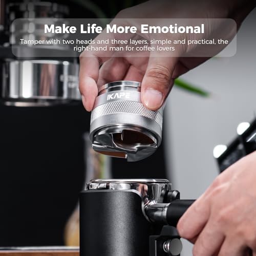 IKAPE Coffee Products, 51mm Coffee Distributor & Hand Tamper, Adjustable Depth Espresso Distributor Fits All 53mm Espresso Portafilter, Compatible with 51MM Breville Bottomless Portafilter (Silver) - Image 7