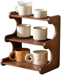 3-Tier Wooden Mug Holder Countertop, Coffee Cup Holder Mug Display Coffee Mug Organizer Mug Rack for Coffee Station Organizer Mug Shelf for Cabinet for Kitchen, Home,Brown,Short by Unknown