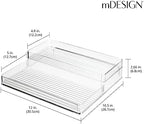 mDesign Plastic Kitchen Food Storage Organizer Shelves, Spice Rack Holder for Cabinet, Cupboard, Countertop, Pantry - Holds Jars, Baking Supplies, Canned Food - 2 Levels - 2 Pack - Clear - Image 4