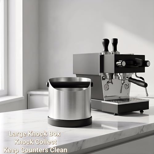 Coffee Grounds Knock Box, Large Stainless Steel Espresso Coffee Knock Box, Coffee Grind Knock Out Box with Removable Knock Bar and Coffee Brush, Coffee Grounds Container with Non-Slip Base - Image 7