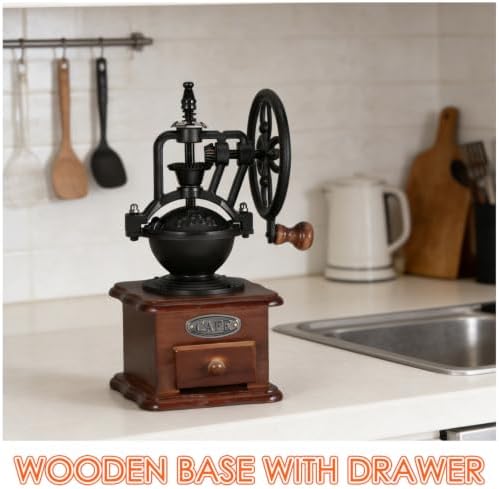 Ciieeo Manual Hand Crank Coffee Grinder Burr Mill for Beans Vintage Style Small Portable Easy to Clean for Home Office Travel - Image 3