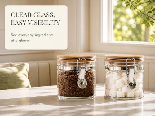 KKC HOME ACCENTS 2-Pack 16oz Glass Canisters with Airtight Bamboo Lids - Image 6
