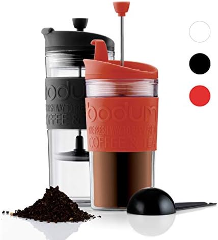 BODUM Travel Press Coffee Maker, Flip Top Lid, Double Wall, Plastic, 0.35 l, 12 oz, Off White - Image 2