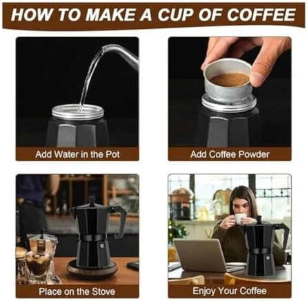 Aluminum Moka Pot Stovetop Espresso Maker with Anti-Scald Handle - Image 7